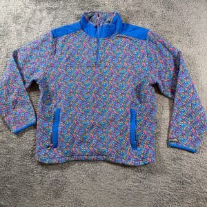 Chubbies Mens Large Floral Quilted Quarter Zip Fleece Pullover Blue